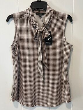 Adrianna Papell Bow Tie-Neck Sleeveless Top sz S Career Professional NWT